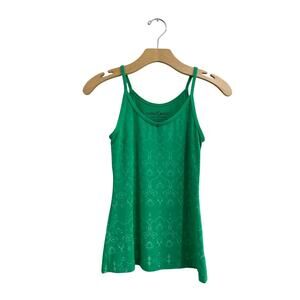 Green Apple Active Green Graphic Floral Tank Top Size Small Yoga